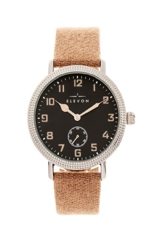 Reloj de cuarzo de piel Northrop Beige y plateado