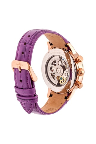 Automatisch Leren Horloge Beatrice Paars en Roségoudkleurig