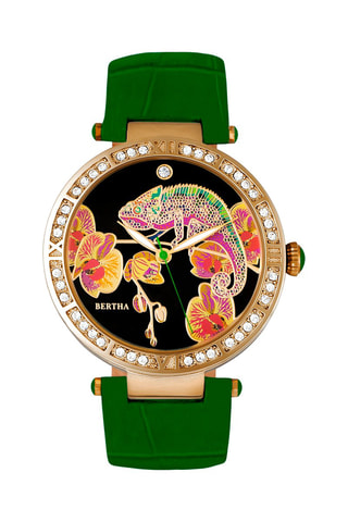 Reloj de cuarzo de piel y nácar Bertha