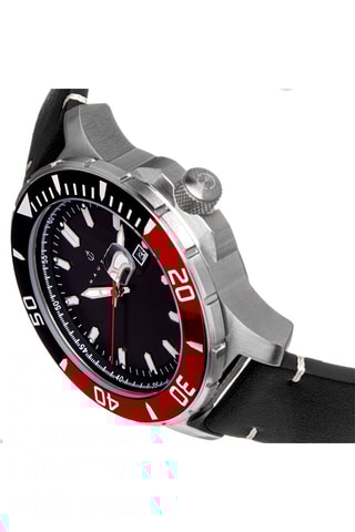 Reloj de cuarzo de piel Diver Pro 200 - Negro y rojo