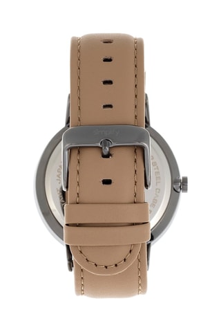 Reloj de cuarzo de piel The 6500 Beige y plateado