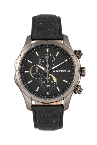 Leren Quartz Horloge Lacroix Zwart en Taupe