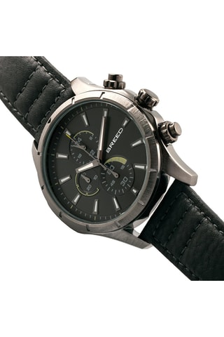 Leren Quartz Horloge Lacroix Zwart en Taupe