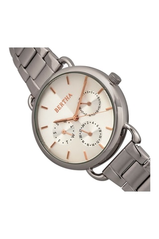 Reloj de cuarzo de acero - Plateado y rosa dorado - Bertha