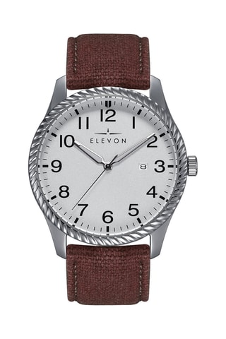 Reloj de cuarzo de piel Crosswind Marrón y blanco