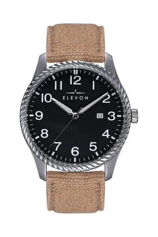 Reloj de cuarzo de piel Crosswind Beige y negro