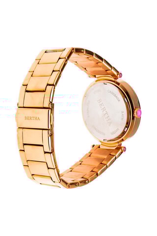 Reloj de cuarzo de acero Camilla Rosa dorado y burdeos - Bertha