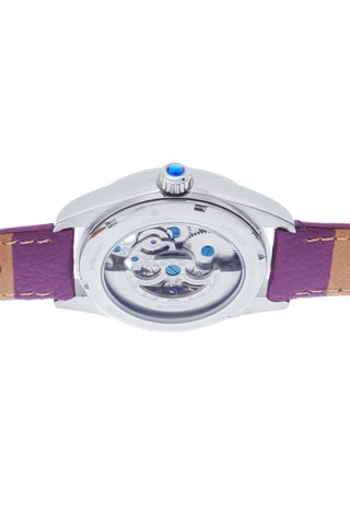 Automatisch Leren Horloge met Parelmoer en Edelstenen - Paars en Zilverkleurig