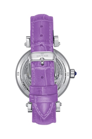 Leren Quartz Horloge Théodora - Zilverkleurig en Lilapaars