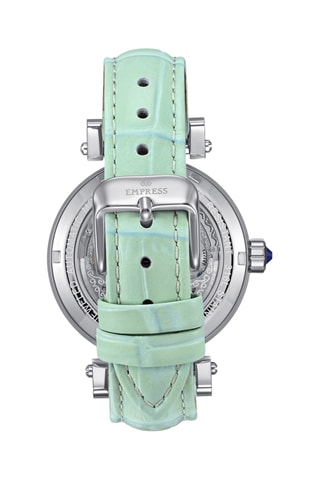 Reloj de cuarzo de piel Théodora - Plateado y verde claro