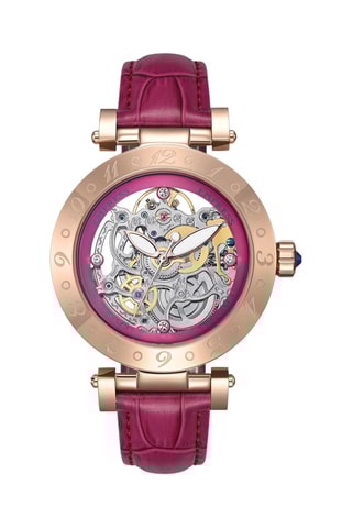 Leren Quartz Horloge Théodora - Goudkleurig en Roze