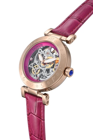 Leren Quartz Horloge Théodora - Goudkleurig en Roze