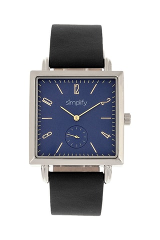 Reloj de cuarzo de piel The 5000 Negro y plateado