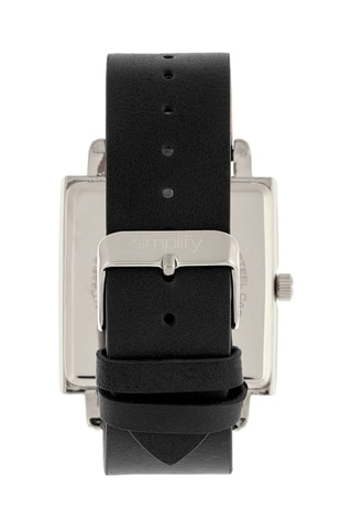 Reloj de cuarzo de piel The 5000 Negro y plateado