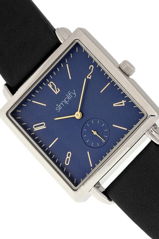 Reloj de cuarzo de piel The 5000 Negro y plateado