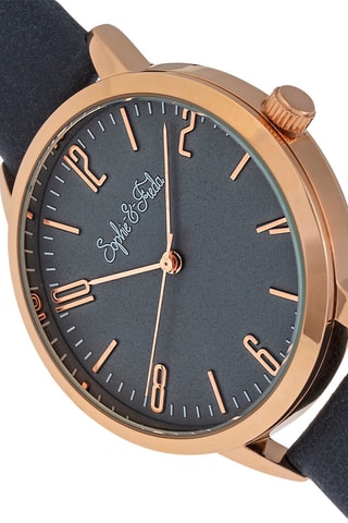 Reloj de cuarzo de piel Vancouver - Azul y rosa dorado