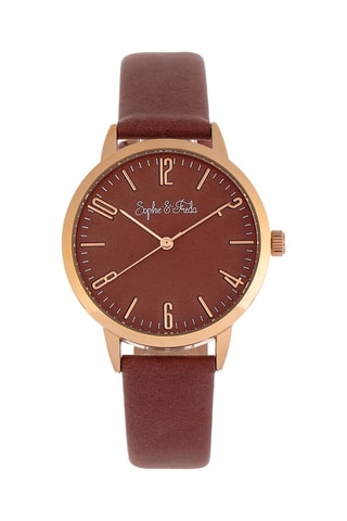 Reloj de cuarzo de piel Vancouver - Rojo y rosa dorado