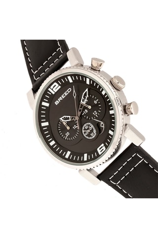 Reloj de cuarzo de piel Ryker Negro y plateado