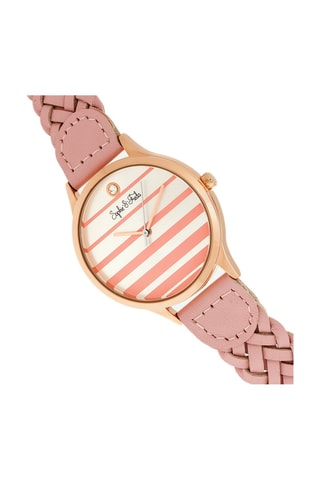 Leren Quartz horloge met Swarovski Kristallen Roze en Goudkleurig - Sophie & Freda