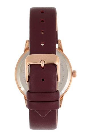 Leren Quartz Horloge Roségoudkleurig en Bruin