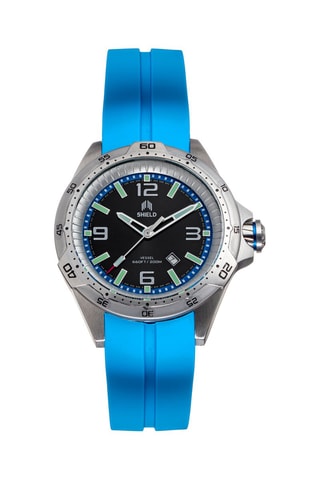 Reloj de cuarzo de caucho Vessel - Azul rey y plateado