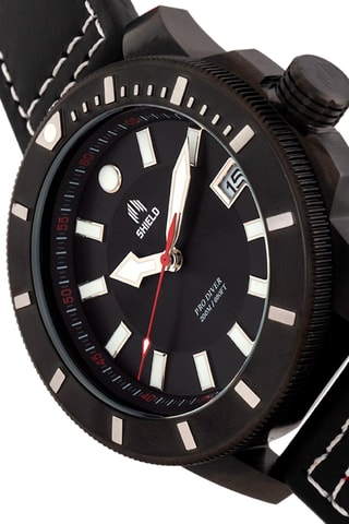 Reloj de cuarzo de piel Shaw Negro