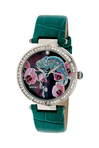 Leren Quartz Horloge Camilla   Blauw  en Zilverkleurig