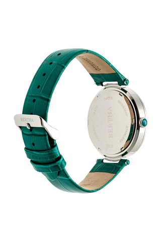 Leren Quartz Horloge Camilla   Blauw  en Zilverkleurig
