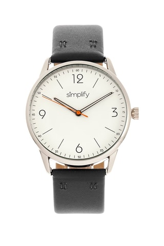 Reloj de cuarzo de piel The 6300 Negro y plateado