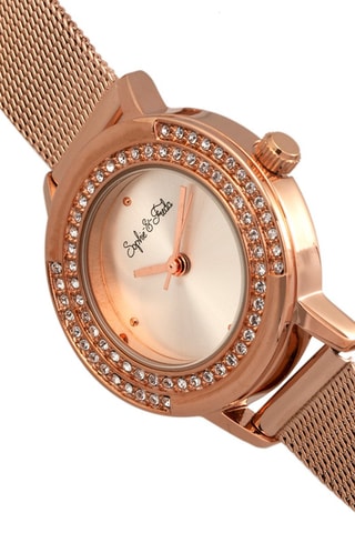 Reloj de cuarzo de aleación Cambridge - Rosa dorado y blanco