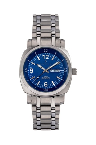 Reloj de cuarzo de acero Stealth Plateado y azul oscuro