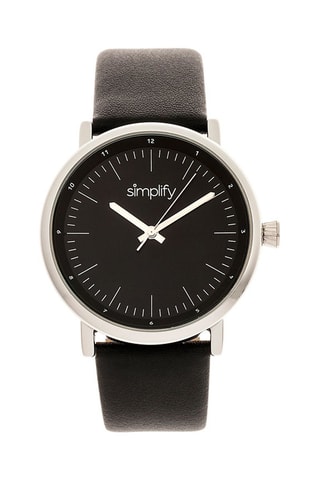 Reloj de cuarzo de piel Negro y plateado