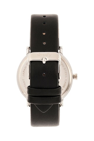 Reloj de cuarzo de piel Negro y plateado