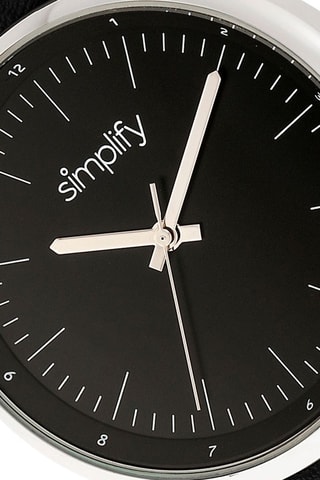 Reloj de cuarzo de piel Negro y plateado