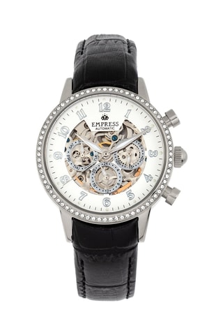 Automatisch Horloge van leer Beatrice Zwart en Zilverkleurig