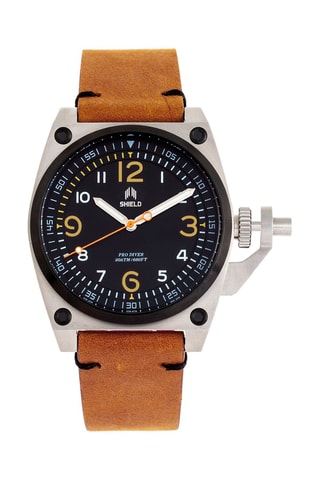 Reloj de cuarzo de piel Pascal Marrón claro y negro