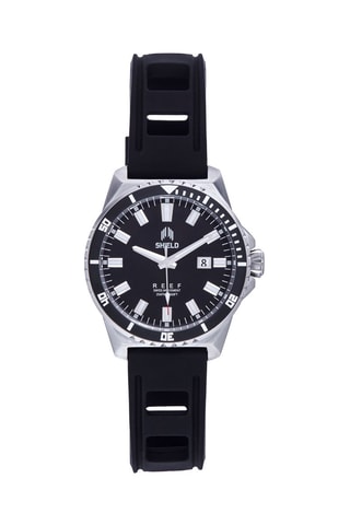 Rubberen Quartz Horloge Reef Zwart en Zilverkleurig