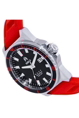 Rubberen Quartz Horloge Reef Rood en Zilverkleurig
