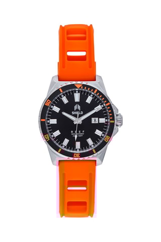 Rubberen Quartz Horloge Reef Oarnje en Zilverkleurig