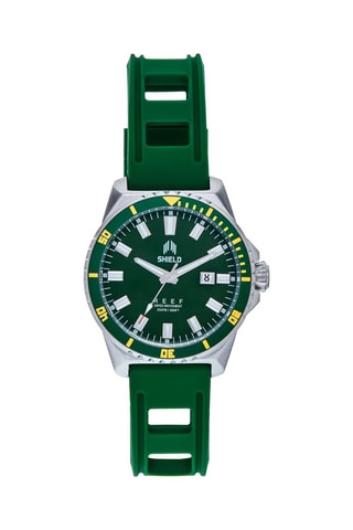 Rubberen Quartz Horloge Reef Groen en Zilverkleurig