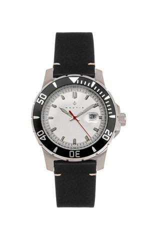 Reloj de cuarzo de piel Diver Pro 200 - Negro y plateado - Nautis