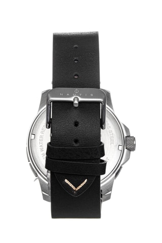 Reloj de cuarzo de piel Diver Pro 200 - Negro y plateado - Nautis