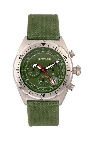 Reloj de cuarzo y piel M53 Series Caqui y plateado