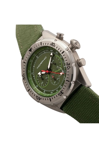 Reloj de cuarzo y piel M53 Series Caqui y plateado