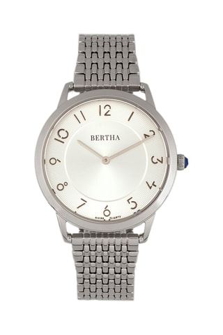 Reloj de cuarzo de acero Abby Plateado y blanco