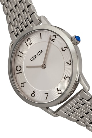 Reloj de cuarzo de acero Abby Plateado y blanco