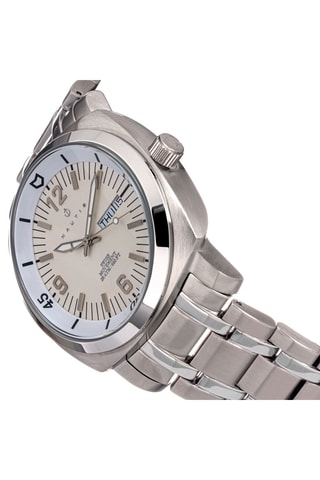 Reloj de cuarzo de acero Stealth Plateado y blanco