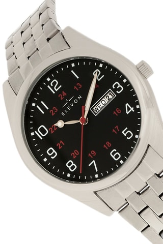 Reloj de cuarzo de aleación Gann - Plateado y negro