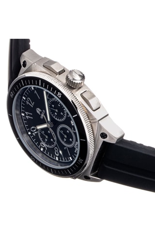 Rubberen Quartz Horloge Zwart en Zilverkleurig - Chronograaf