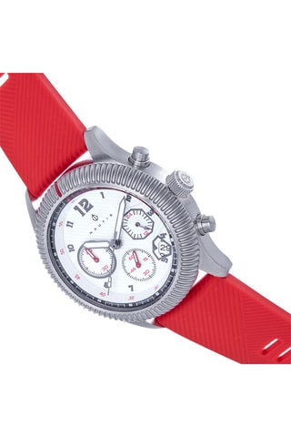 Rubberen Quartz Horloge Meridian - Chronograaf - Rood en Zilverkleurig